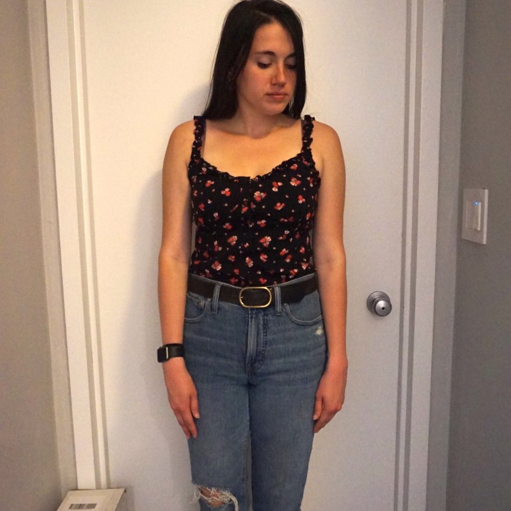 NWT - Black Floral Corset Crop Top